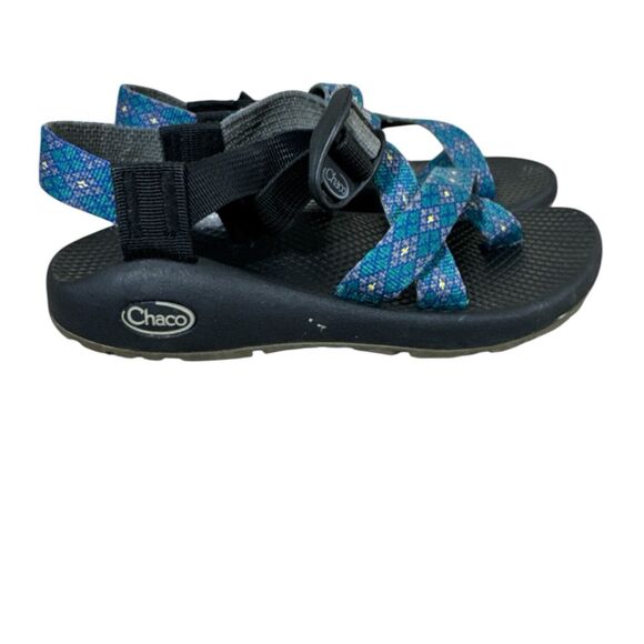 CHACO Womens Toe Loop Sandal Size 5 Blue Geometric Adjustable Strap Casual - Picture 5 of 7